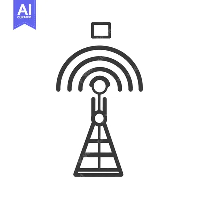 Download A stylized image of a communications tower with radiating signals Vector Graphic