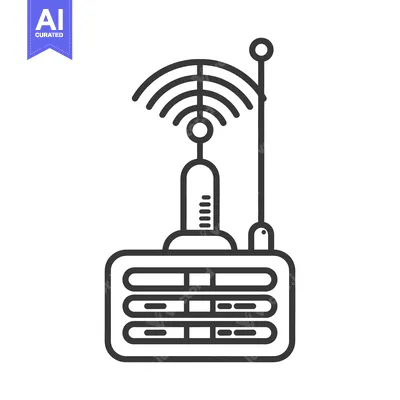 Download Illustration of a wireless router transmitting a signal with antenna Vector Graphic