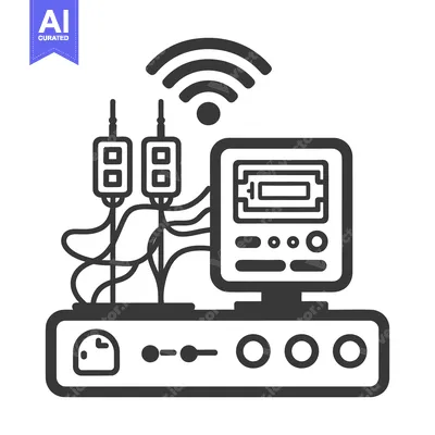 Download Digital meter connected to various devices through complex circuitry a Vector Graphic
