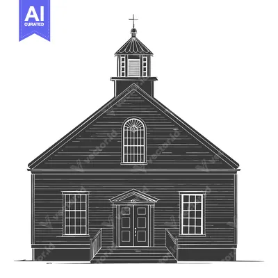 Download Simple Wooden Church Building Exterior Design Vector Graphic