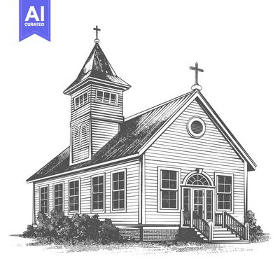 Download A Simple Wooden Church Building Design Illustration Vector Graphic