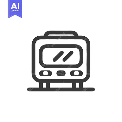 Popular premium asset: Minimalist Train Icon: Front View, Dark Gray Outline on White Backgrou