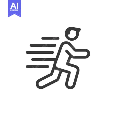 Aset premium populer: Fast Running Man Icon with Motion Lines, Speed and Action Concept