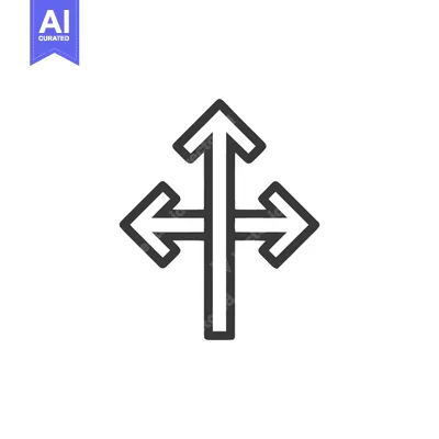 Aset desain premium: Three-Way Arrow Signpost: Choice, Direction, and Decision-Making Icon