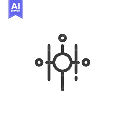 Aset premium populer: Minimalist Icon: Geometric Symbol with Circles and Lines on White Back