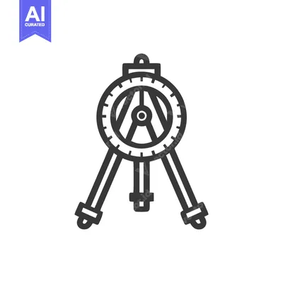 Aset desain premium: Minimalist Surveyor's Compass Icon: Precise Measurement Tool in Bold L