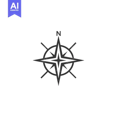 Aset premium populer: Compass with Four Points and North Direction