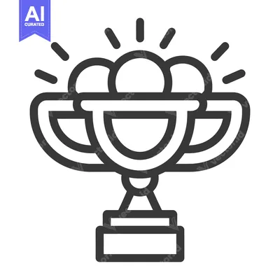 Aset premium populer: A stylized trophy with three balls and radiating light symbols