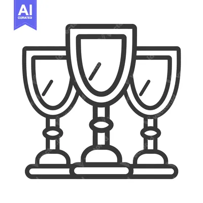 Aset premium populer: Three ornate stemmed glassware silhouettes arranged together on a surf