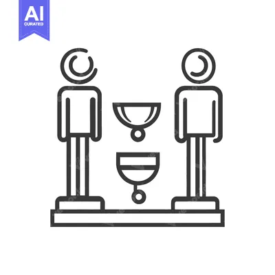 Aset desain premium: Two figures with medals standing on a platform design