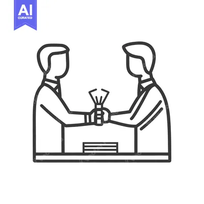 Popular premium asset: Two people are exchanging an object across a table with papers