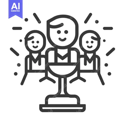 Premium design asset: Group of people celebrating victory with a trophy award