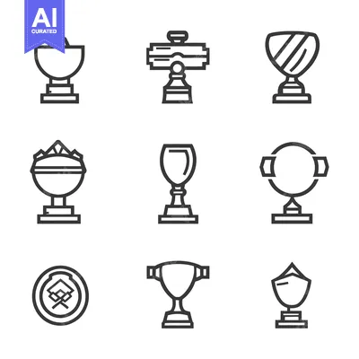 Aset desain premium: Vector graphics showing various different trophies and awards