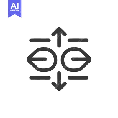 Aset premium populer: Abstract Eye Movement Icon with Arrows, Minimalist Design on White Bac
