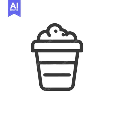 Premium design asset: Minimalist Coffee Cup Icon with Foam Topping, Black Outline on White