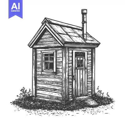Aset premium populer: A Rustic Wooden Outbuilding With Chimney
