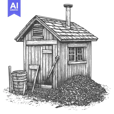 Popular premium asset: A Rustic Wooden Shed with Coal Pile Nearby