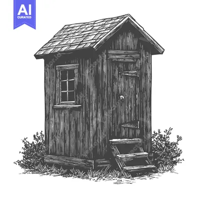 Aset premium populer: Rustic Wooden Shed With Small Steps And Window