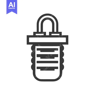 Premium design asset: Stylized Black and White Icon of a Padlock with Ribbed Body