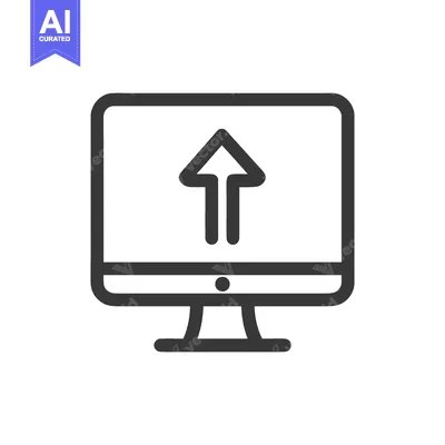 Aset premium populer: Minimalist Computer Icon with Upload Arrow, Clean Design, Modern Techn