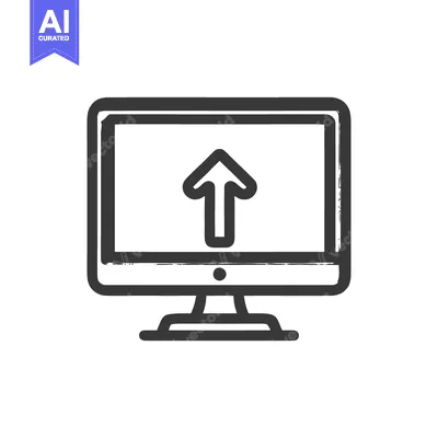 Aset desain premium: Upload Arrow on Computer Screen, Hand-Drawn Style Icon