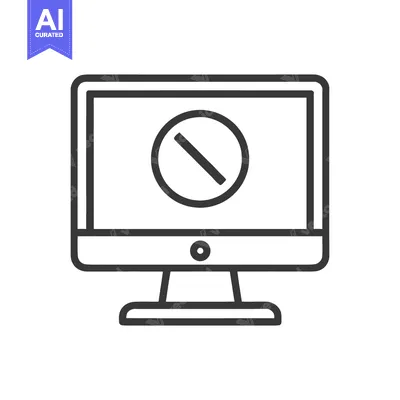 Aset desain premium: Computer Screen with Prohibition Sign: Modern Line Art Icon