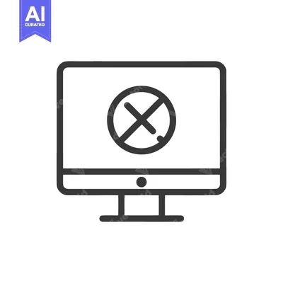 Aset premium populer: Computer Screen with Prohibition Sign: Digital Restriction Icon, Minim