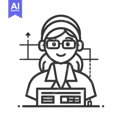 Premium design asset: An illustration of a female professional working with equipment