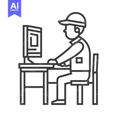 Popular premium asset: A person wearing a cap is working at a computer desk