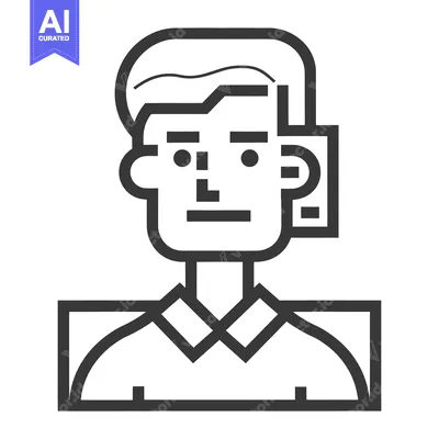 Premium design asset: A simple line drawing representation of a human male person