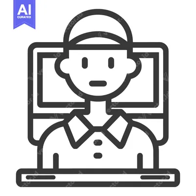 Aset premium populer: A simple illustration depicting a person working with a computer