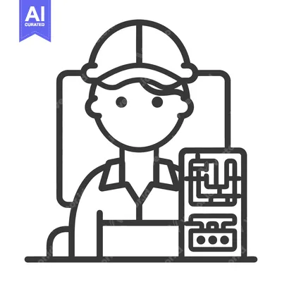 Popular premium asset: An electrician wearing a hat checking a control panel