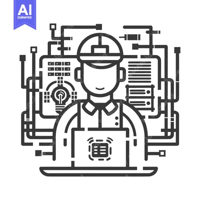 Premium design asset: An engineer working on a complex network of technological infrastructu