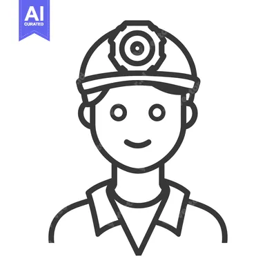 Premium design asset: A smiling person is wearing a safety helmet with a light