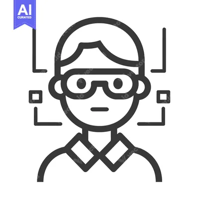 Aset premium populer: Simple black and white illustration of a person wearing glasses