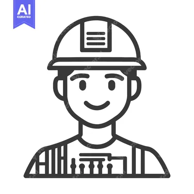 Premium design asset: Smiling male construction worker wearing a safety helmet and overalls