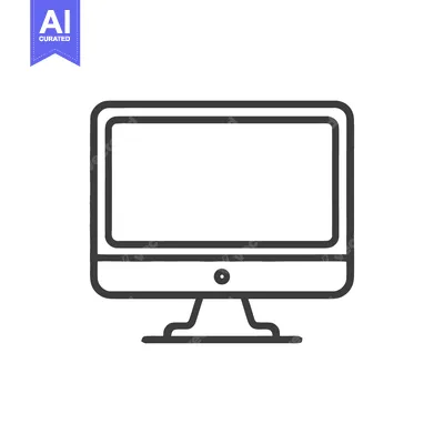 Premium design asset: Minimalist Computer Monitor Line Art on White Background