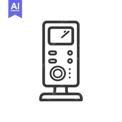 Aset premium populer: Modern Baby Monitor Icon: Minimalist Design with Display and Buttons