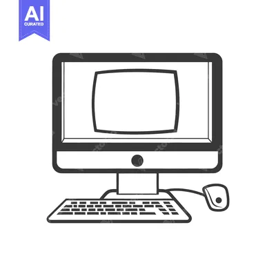 Premium design asset: A minimalist illustration of a computer with keyboard and mouse
