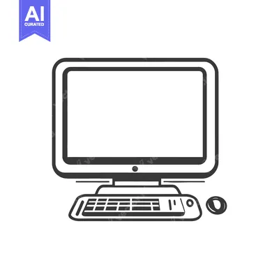 Popular premium asset: A simple monochrome illustration of a desktop computer setup