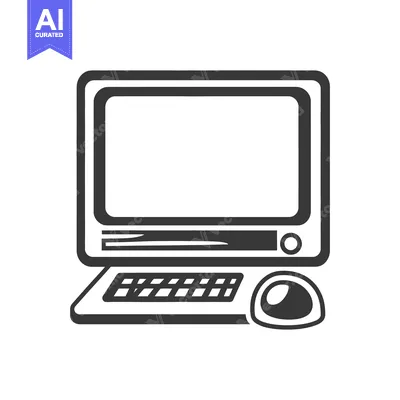 Aset premium populer: Simple monochrome illustration of a desktop computer setup
