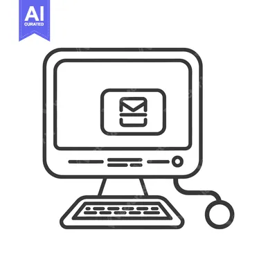Premium design asset: A simple illustration of a computer showing an email icon