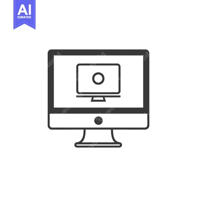 Aset desain premium: A graphic illustration depicts a computer monitor with a screen icon