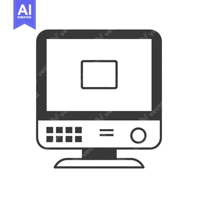 Premium design asset: A flat monochromatic stylized computer screen illustration on white