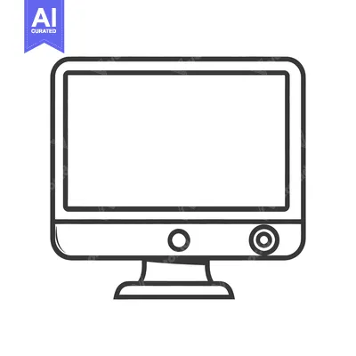 Aset desain premium: A simple black and white illustration of a computer monitor