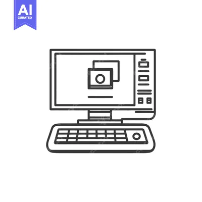 Premium design asset: An illustrated desktop computer with a keyboard and monitor