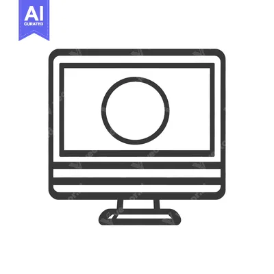 Aset premium populer: A simple outlined image of a modern computer monitor