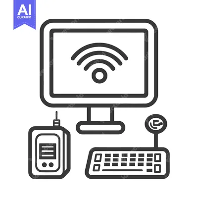 Premium design asset: Simplified illustration of a computer and related technology component