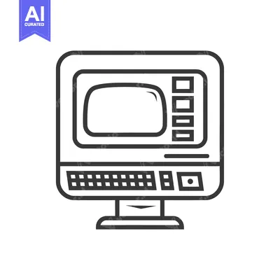 Aset desain premium: A simplified vector illustration of an old style computer display
