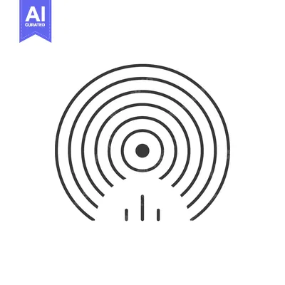 Premium design asset: Concentric Circles with a Central Dot and Vertical Lines Below